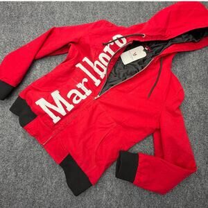 Victoria Jacket Mens M Red Marlboro Graphic Hooded Bomber Jacket NWT